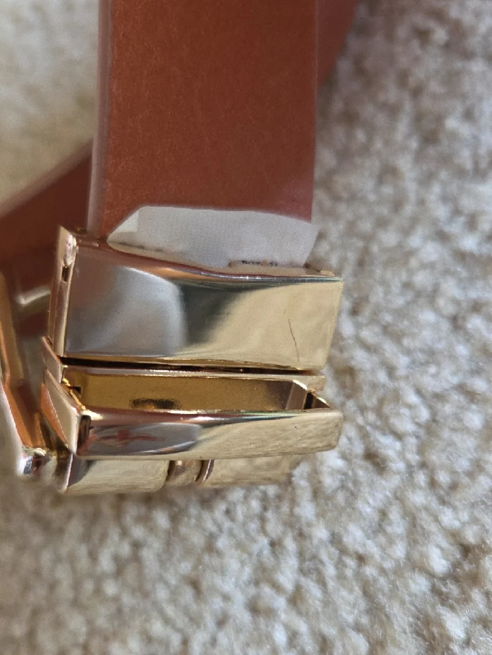 J.Crew Tan Leather Belt Gold Buckle 1” Wide Size L Classic Capsule Minimalist - Picture 16 of 16